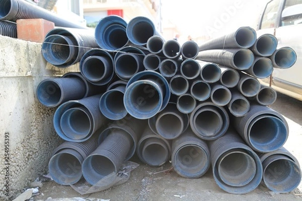 Fototapeta waste water pipes.trabzon turkey 