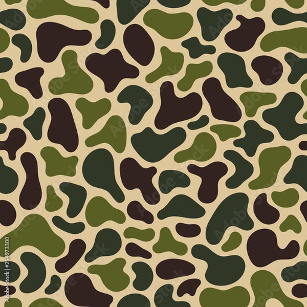 Fototapeta Camouflage Fluid simple pattern. Geometric Seamless pattern. Abstract vector illustration with geometric elements, shapes.