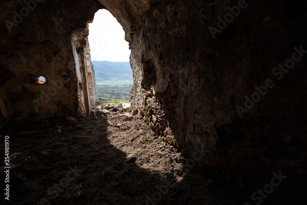 Obraz ruins of Eremo of Sant'Agostino. Hermitages of Stignano. the valley of the hermitages. Gargano National Park, Apulia, Italy