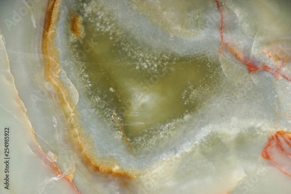 Fototapeta Natural stone green onyx with a beautiful pattern on the surface