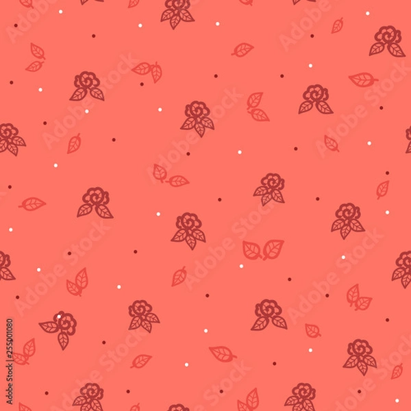 Obraz Seamless graphic of rose pattern on pink background. Packing material, textiles.