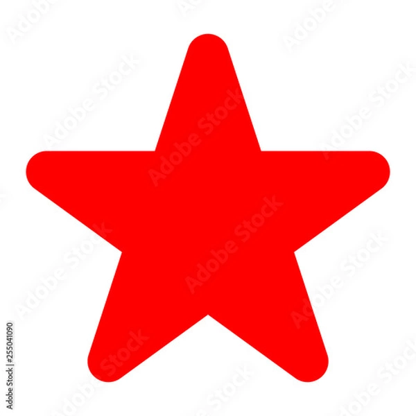 Fototapeta Star symbol icon - red simple, 5 pointed rounded, isolated - vector