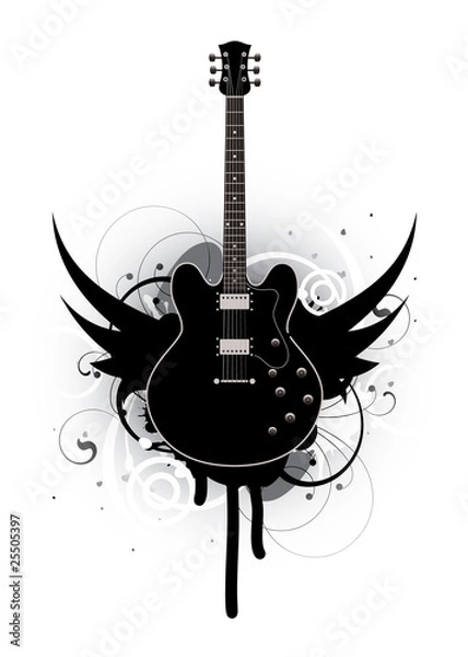 Obraz Abstract with black guitar
