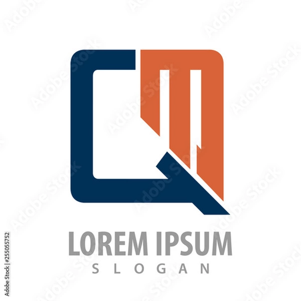 Obraz Rounded square initial letter QM logo concept design