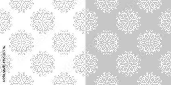 Obraz Floral seamless backgrounds. Gray and white compilation