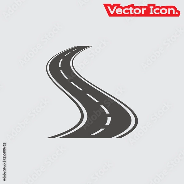 Fototapeta Road icon isolated sign symbol and flat style for app, web and digital design. Vector illustration.