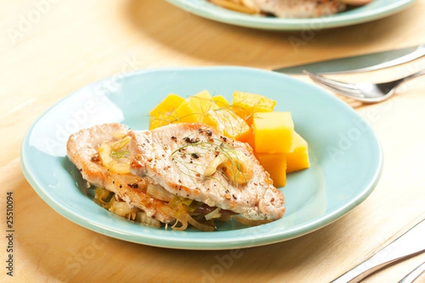 Obraz Pork chops with fall vegetables