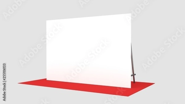 Fototapeta Backdrop, press banner 2x3 meters with red carpit. 3d render template. Mockup