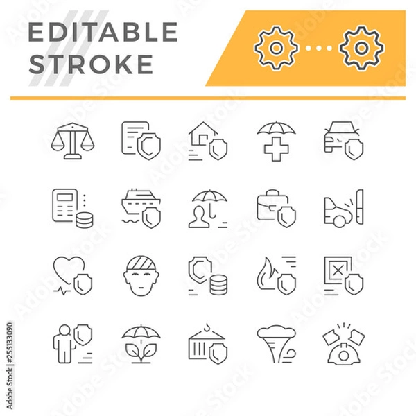 Fototapeta Set line icons of insurance