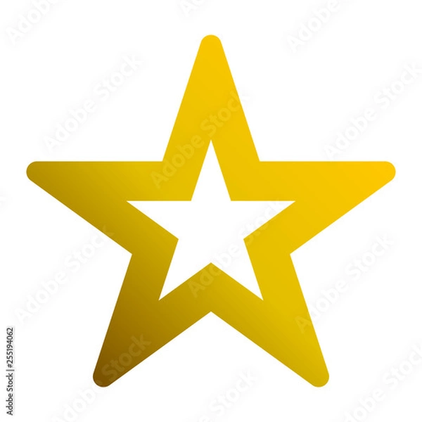 Fototapeta Star symbol icon - golden hollow gradient, 5 pointed rounded, isolated - vector