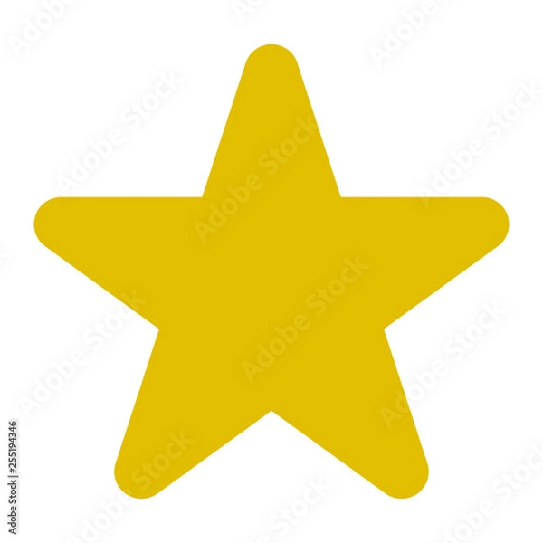 Obraz Star symbol icon - golden simple, 5 pointed rounded, isolated - vector