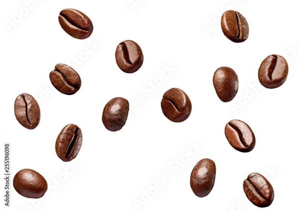 Fototapeta ziarna kawy brązowe palone ziarna kawy espresso z kofeiną