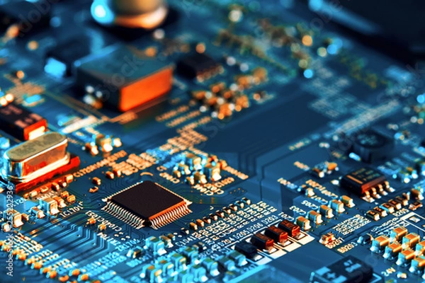 Obraz Electronic circuit board close up.