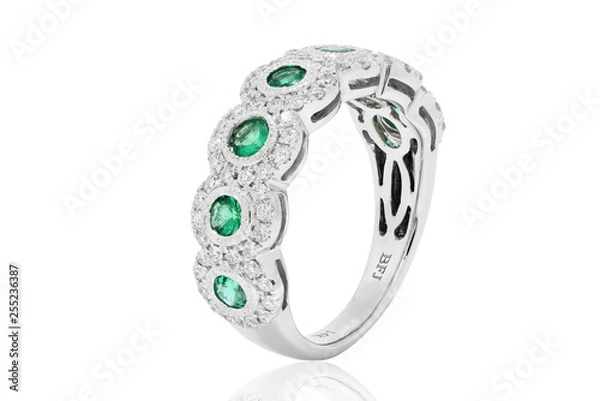 Fototapeta ring diamonds  jewelry with  and gemstone emerald ruby and Sapphire