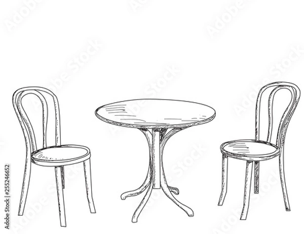 Obraz sketch, lines table and two chairs