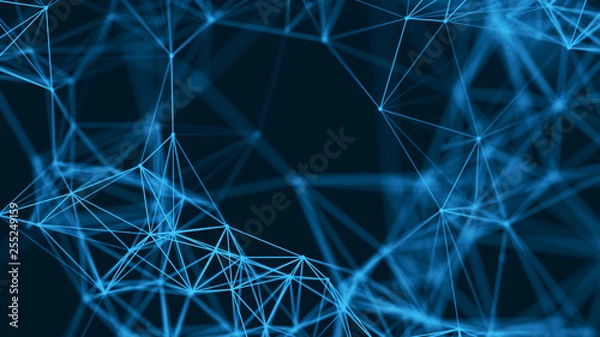 Obraz Big data visualization. Abstract background with connecting dots and lines. 3D rendering. High resolution.