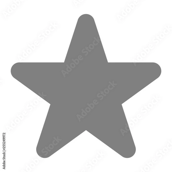 Fototapeta Star symbol icon - gray simple, 5 pointed rounded, isolated - vector