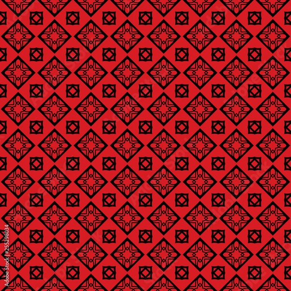 Obraz Seamless Geomteric Patterns. Vector Illustration. Hand Drawn Wrap Wallpaper, Cover Fabric, Cloth Textile Design. red black color