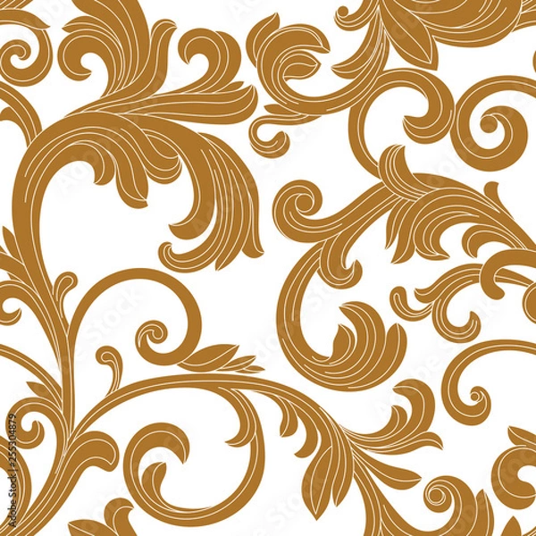 Obraz Golden vintage seamless pattern, ornament. Vector.