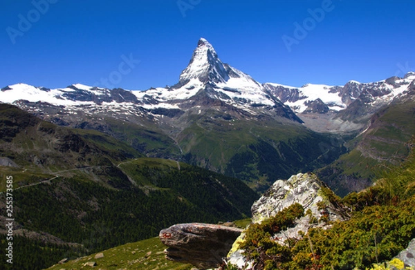 Obraz Summer in Zermatt with a lovely view of the Materhorn. Nice view in Switzerland.