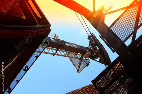 Obraz Chamonix, France. Cable Car from Chamonix to the summit of the Aiguille du Midi and lift station high in the mountains Chamonix, France.