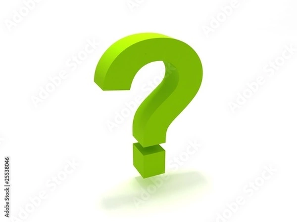 Fototapeta 3D rendering of a green question mark