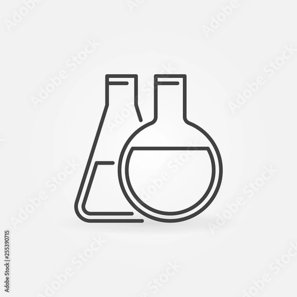 Fototapeta Laboratory glassware icon - vector Conical and Round-bottom flask concept symbol in thin line style