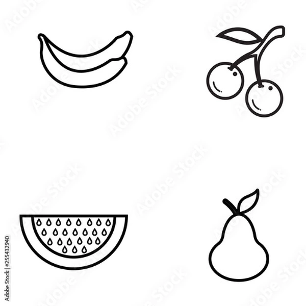 Fototapeta Fruits Icons. Vector Illustration. - Vector