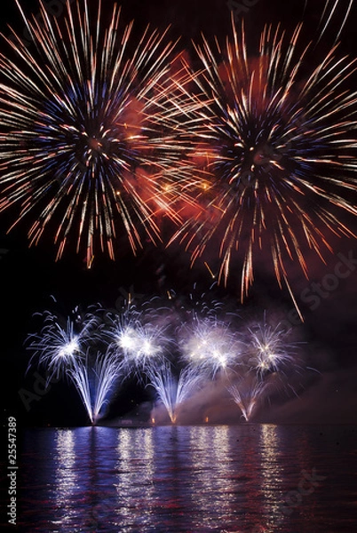 Fototapeta Firework - violet fontains with big flares