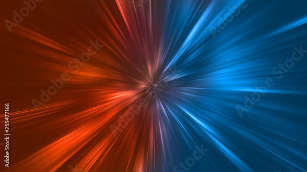 Obraz Abstract zoom lights with color of Fire and Ice element against (vs) each other background. Heat and Cold concept