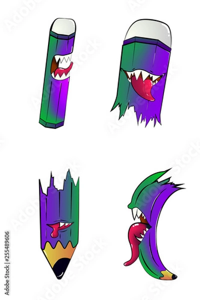 Obraz Pencil Monster set characters