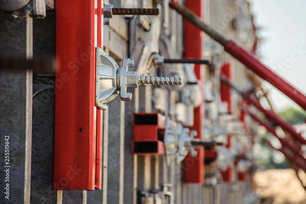 Fototapeta Elements of panel formwork for the construction of the tunnel.