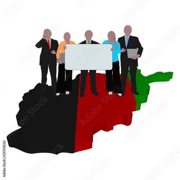 Fototapeta business team on Afghanistan map flag illustration
