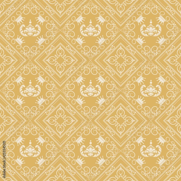 Fototapeta geometric seamless pattern with flowers and leaves