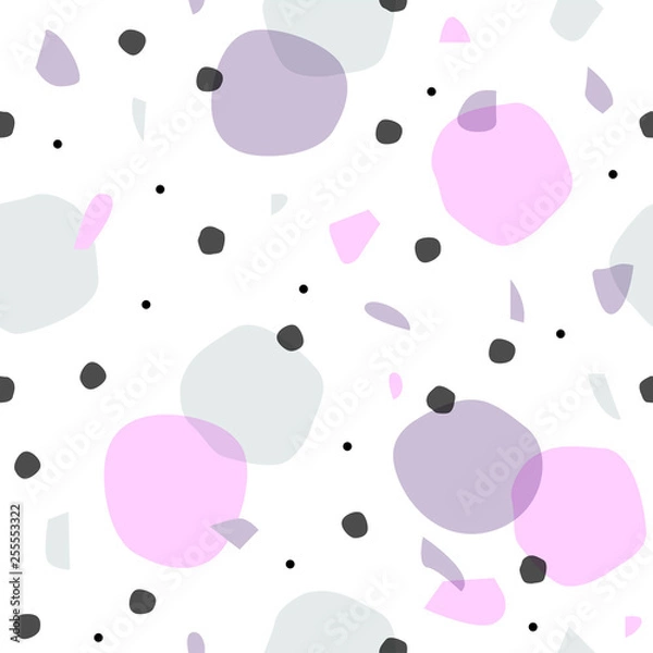 Obraz Creative Seamless pattern with brush blot and dot. Trendy print abstract forms. Paper cutouts textures. Modern vector illustration for poster, card, banner.