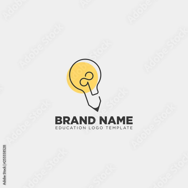 Fototapeta Light bulb learning line logo template vector illustration icon element isolated