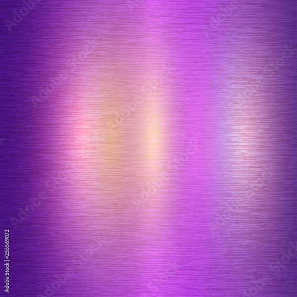 Fototapeta Vector foil purple metallic texture with shiny scratched surface, polished imitation background. Brushed steel glowing coating. Holographic theme design illustration for prints, posters, ads, banners.