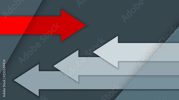 Fototapeta Vector illustration with multi-level surfaces, arrows on a gray background, motion concept