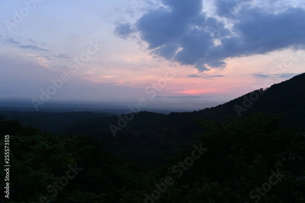 Fototapeta 世界遺産白神山地の夕日