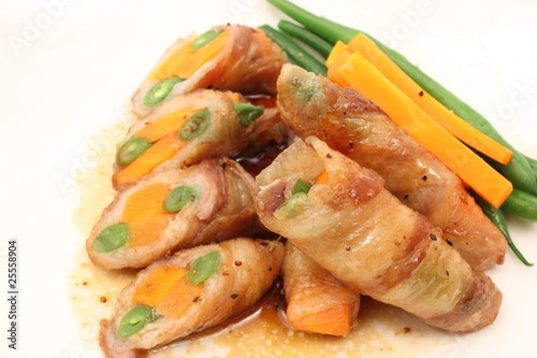 Obraz 豚肉　肉巻き　照焼き