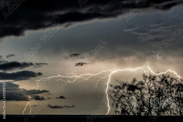 Obraz lightning bolt night sky