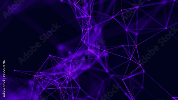 Obraz Big data visualization. Abstract background with connecting dots and lines. 3D rendering. High resolution.
