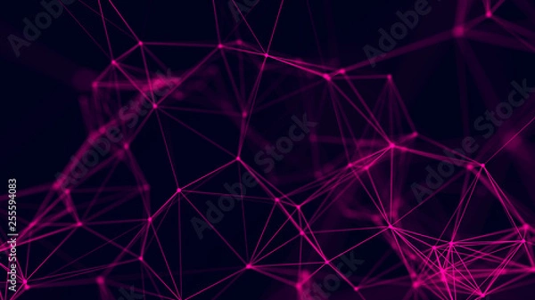 Fototapeta Big data visualization. Abstract background with connecting dots and lines. 3D rendering. High resolution.