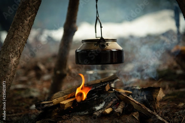 Obraz Camping, Bushcraft in the woods