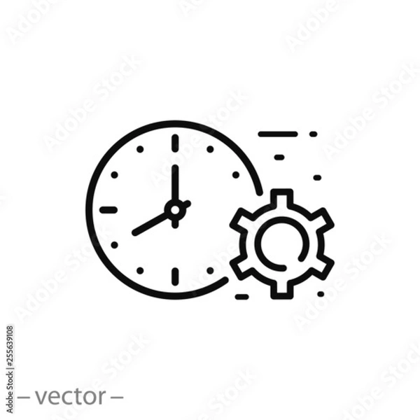 Fototapeta time management icon, project time linear sign on white background - editable stroke vector illustration eps10