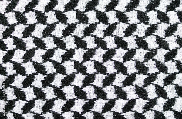 Obraz abstract black and white arabic style fabric textile. background, texture.