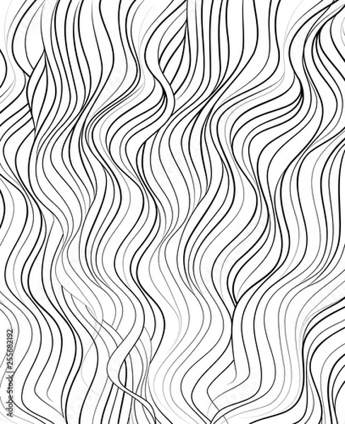 Obraz Vector black white abstract wave hair background