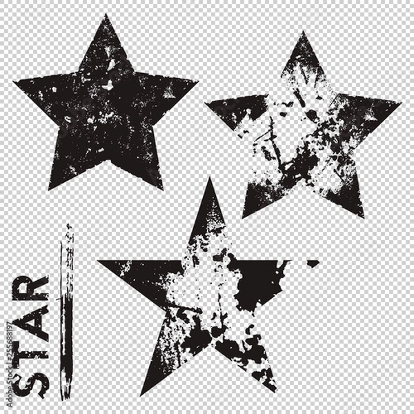 Obraz Grunge black stars on transparent background. Vector illustration.