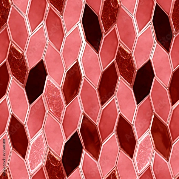 Obraz Seamless pattern of red tiles. Bright trendy background. bright decoration. abstraction