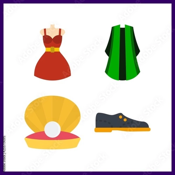 Fototapeta 4 elegant icon. Vector illustration elegant set. pearl and shoes icons for elegant works